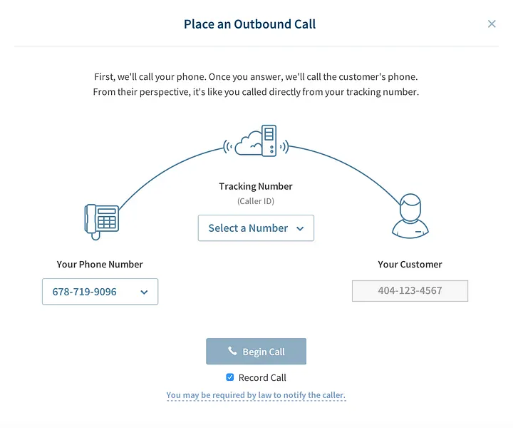 Outbound recording feature
